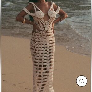 Elegant Cream Crochet Maxi Dress